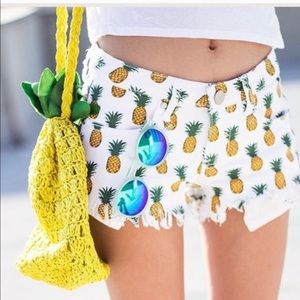 RARE pineapple jean shorts